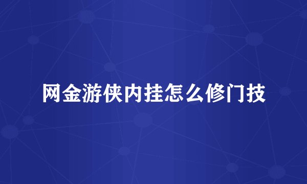 网金游侠内挂怎么修门技