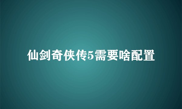 仙剑奇侠传5需要啥配置