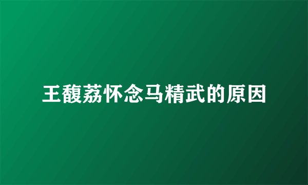 王馥荔怀念马精武的原因