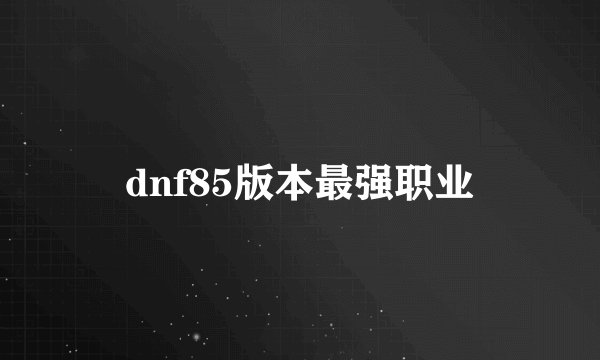 dnf85版本最强职业