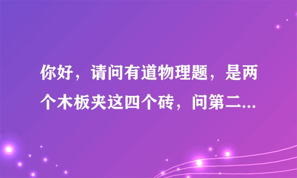 你好，请问有道物理题，是两个木板夹这四个砖，问第二个和第三个的摩擦力，请问这个题选什么
