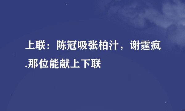 上联：陈冠吸张柏汁，谢霆疯.那位能献上下联