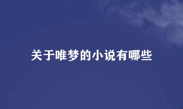 关于唯梦的小说有哪些