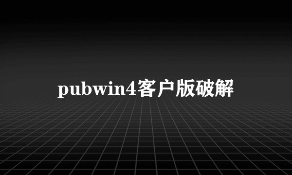pubwin4客户版破解