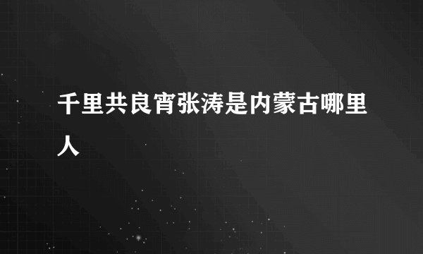 千里共良宵张涛是内蒙古哪里人
