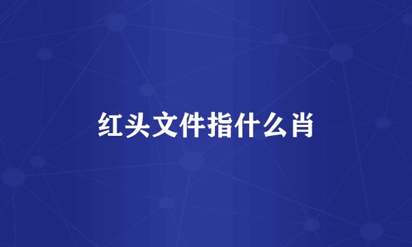 红头文件指什么肖