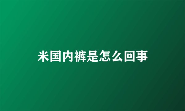 米国内裤是怎么回事