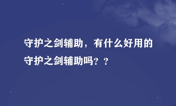守护之剑辅助，有什么好用的守护之剑辅助吗？？