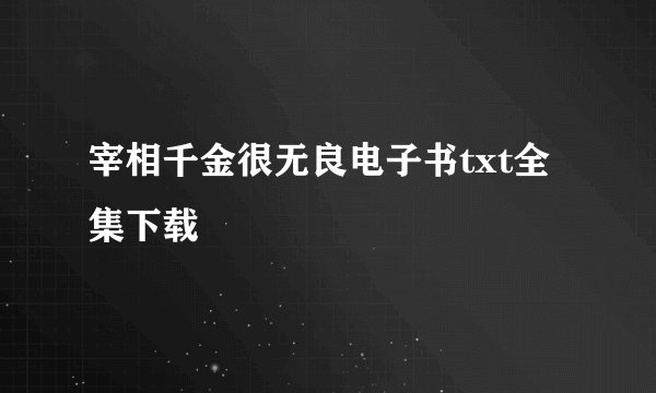 宰相千金很无良电子书txt全集下载