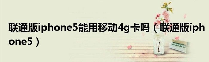 联通版iphone5能用移动4g卡吗联通版iphone5