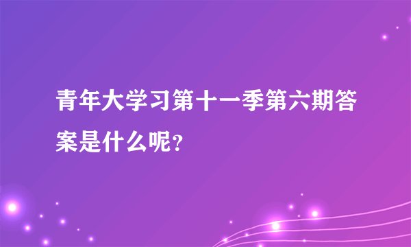 青年大学习第十一季第六期答案是什么呢？