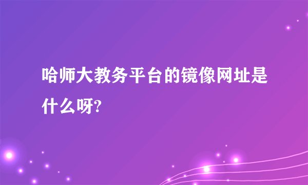 哈师大教务平台的镜像网址是什么呀?