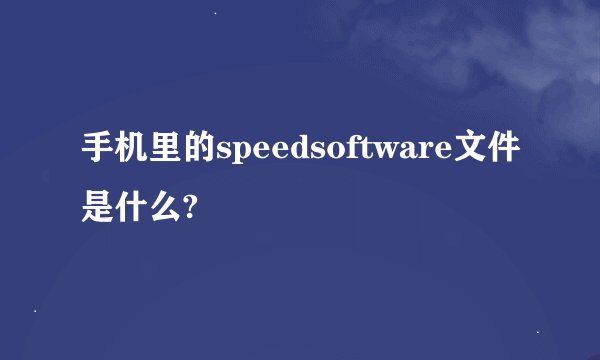 手机里的speedsoftware文件是什么?