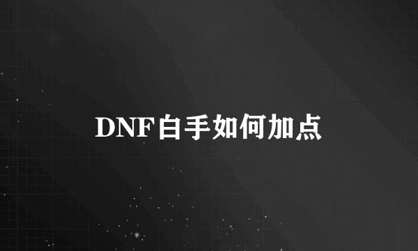 DNF白手如何加点