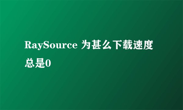 RaySource 为甚么下载速度总是0
