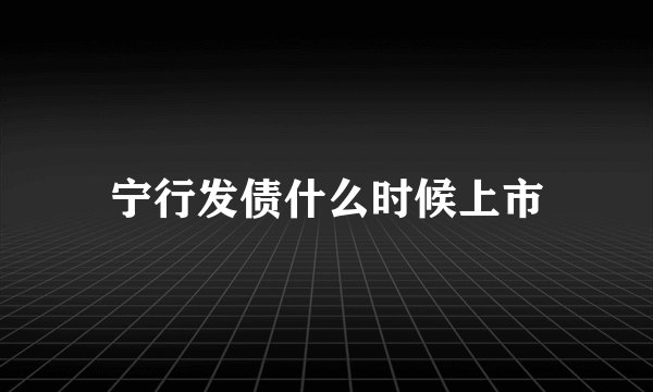 宁行发债什么时候上市