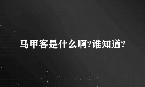 马甲客是什么啊?谁知道?