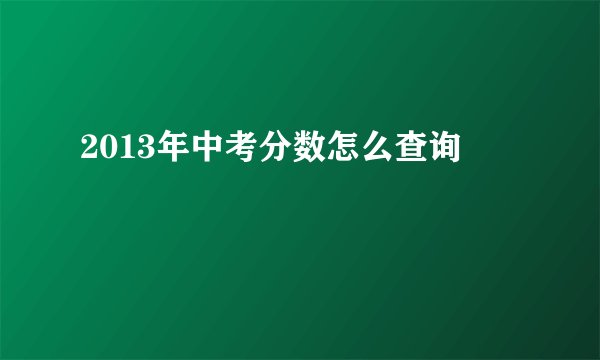 2013年中考分数怎么查询