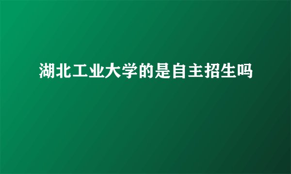 湖北工业大学的是自主招生吗