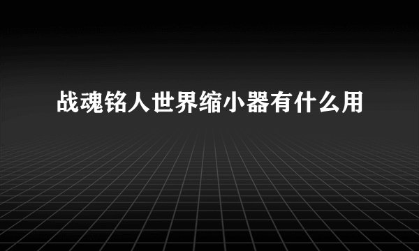 战魂铭人世界缩小器有什么用