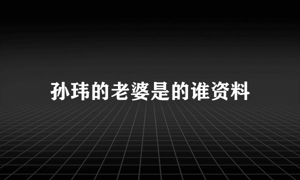 孙玮的老婆是的谁资料