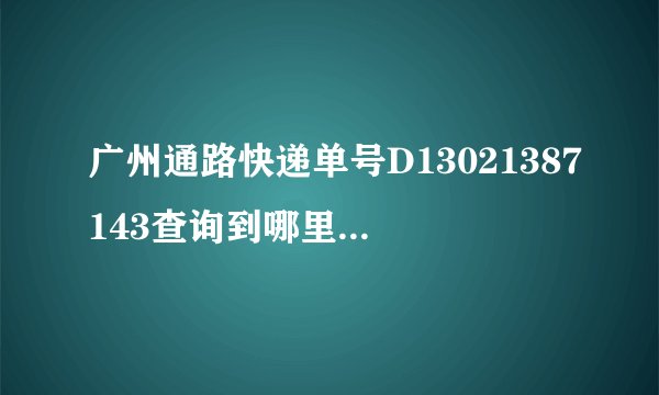 广州通路快递单号D13021387143查询到哪里了..各位,帮帮忙,知道怎么查的麻烦一下