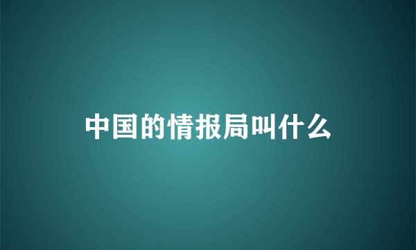 中国的情报局叫什么