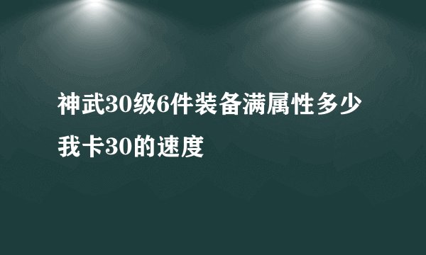 神武30级6件装备满属性多少我卡30的速度