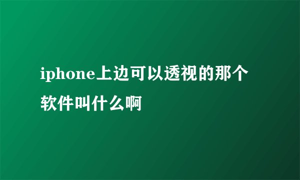 iphone上边可以透视的那个软件叫什么啊