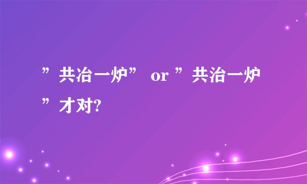 ”共冶一炉” or ”共治一炉”才对?
