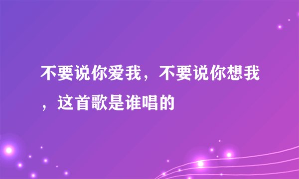 不要说你爱我，不要说你想我，这首歌是谁唱的