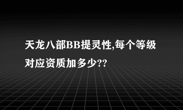 天龙八部BB提灵性,每个等级对应资质加多少??