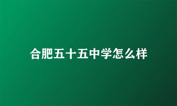 合肥五十五中学怎么样