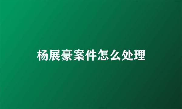杨展豪案件怎么处理