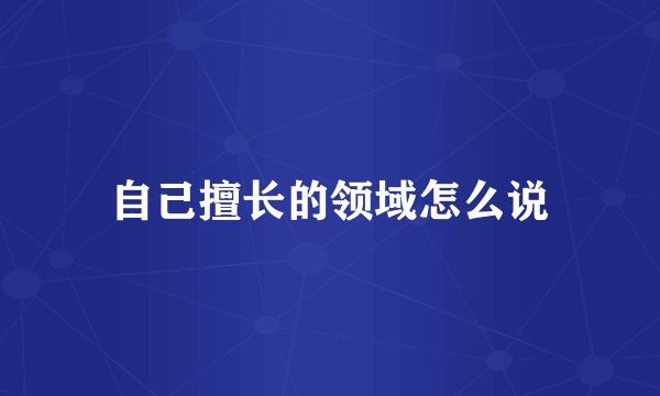 自己擅长的领域怎么说