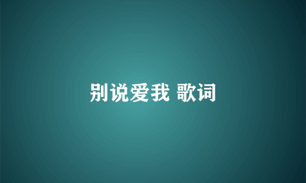 别说爱我 歌词