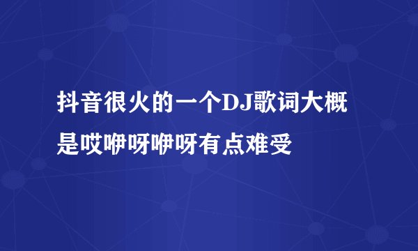 抖音很火的一个DJ歌词大概是哎咿呀咿呀有点难受