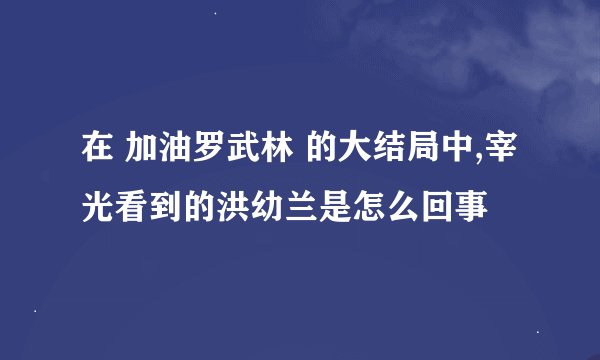 在 加油罗武林 的大结局中,宰光看到的洪幼兰是怎么回事