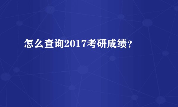 怎么查询2017考研成绩？