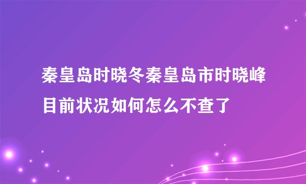 秦皇岛时晓冬秦皇岛市时晓峰目前状况如何怎么不查了