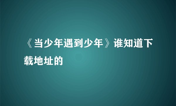 《当少年遇到少年》谁知道下载地址的