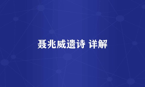 聂兆威遗诗 详解