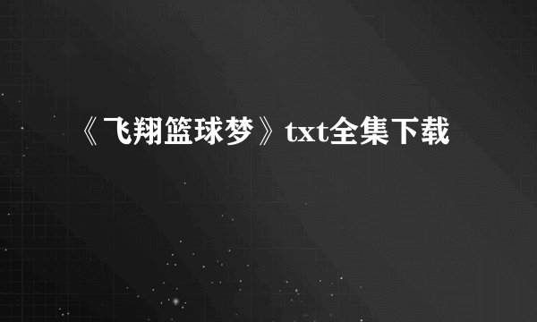 《飞翔篮球梦》txt全集下载