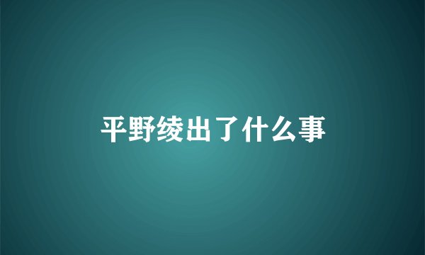 平野绫出了什么事