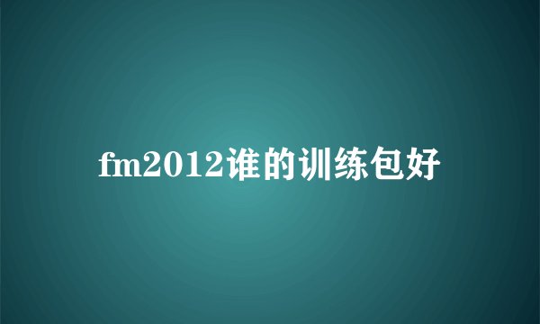 fm2012谁的训练包好