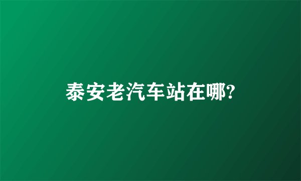 泰安老汽车站在哪?