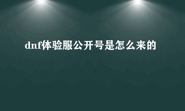 dnf体验服公开号是怎么来的