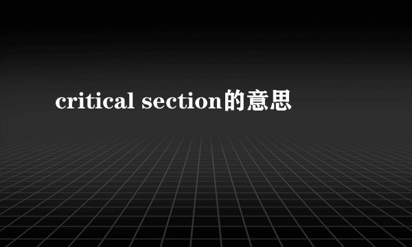 critical section的意思