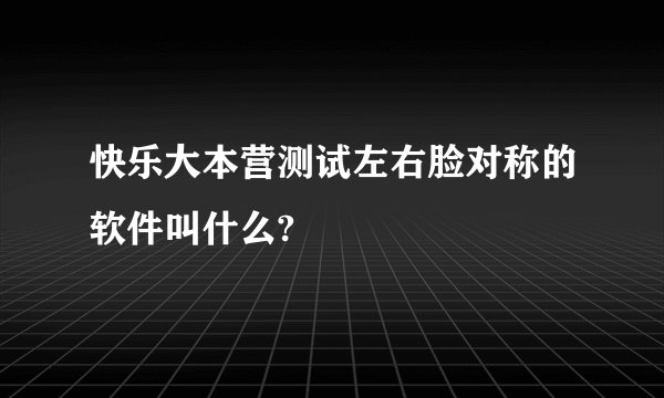 快乐大本营测试左右脸对称的软件叫什么?