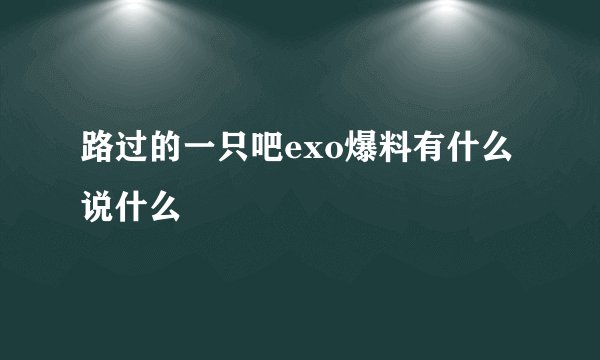 路过的一只吧exo爆料有什么说什么
